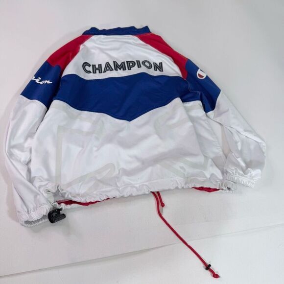 Champion Jacket Mens XL Pullover Warm Up Up Sweater Red White Blue Fully Lined - Picture 7 of 8